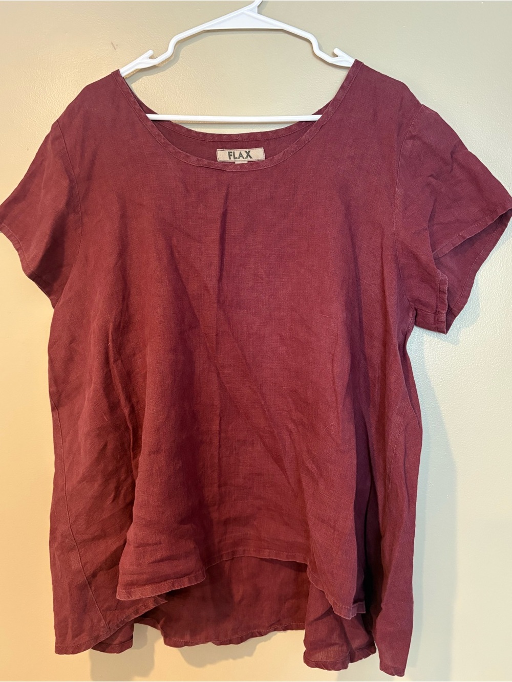 Plum autumn linen lightweight FLAX tunic top boho earthy loose fit tee shirt